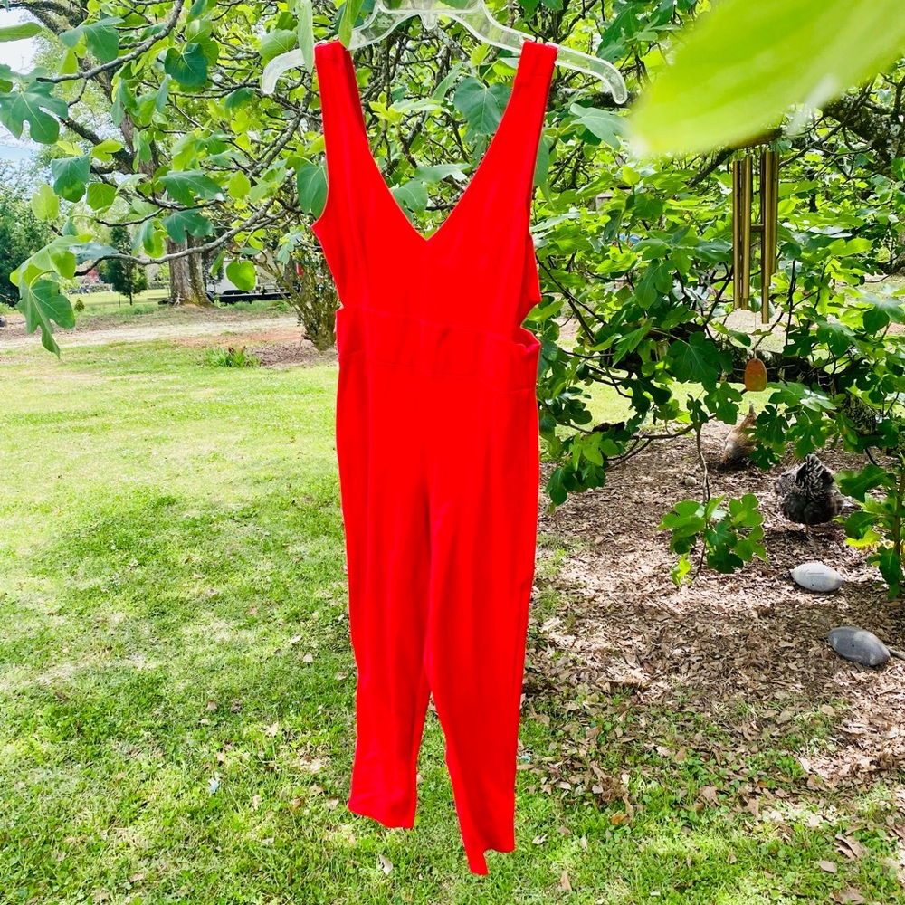 Red low cut jumpsuit